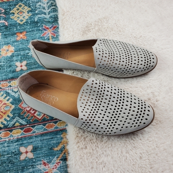 Franco Sarto Women's Gray Laser Cut Loafers US 8.5M